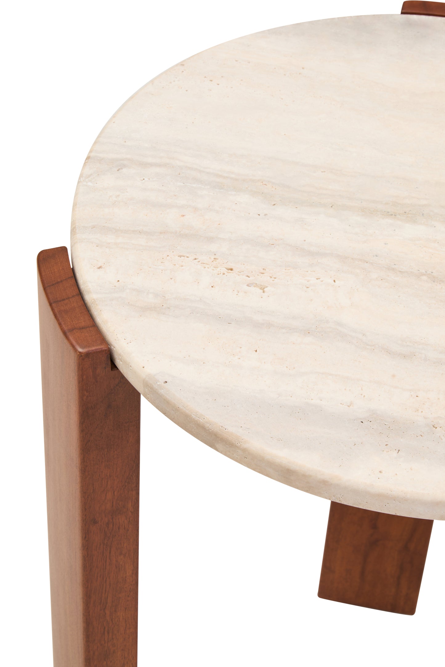 ULF TRAVERTINE TOP ROUND SIDE TABLE