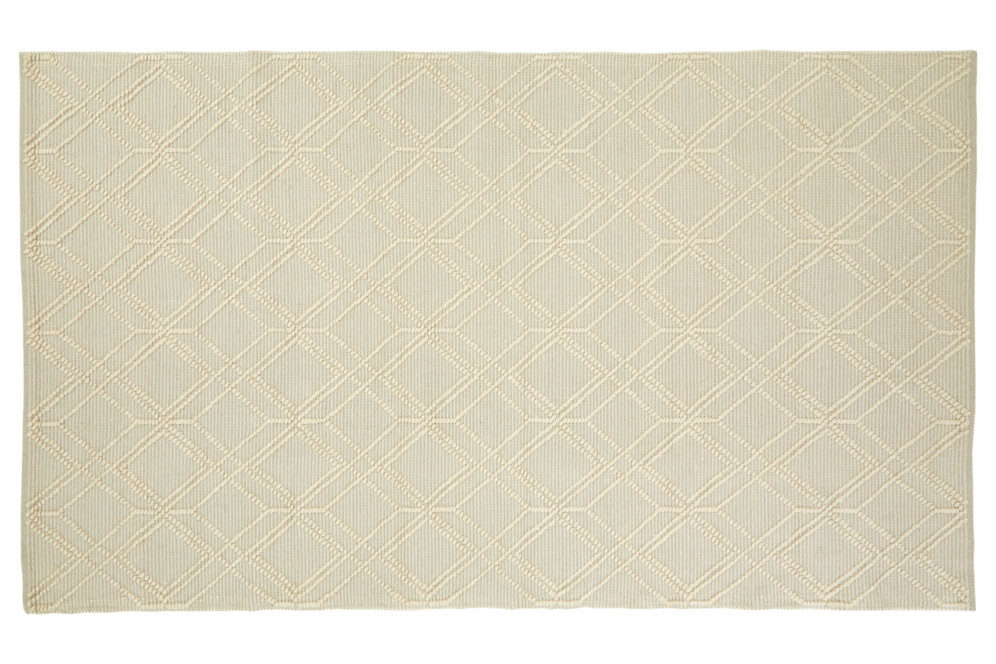 Beige diamond patterned rug on a white background