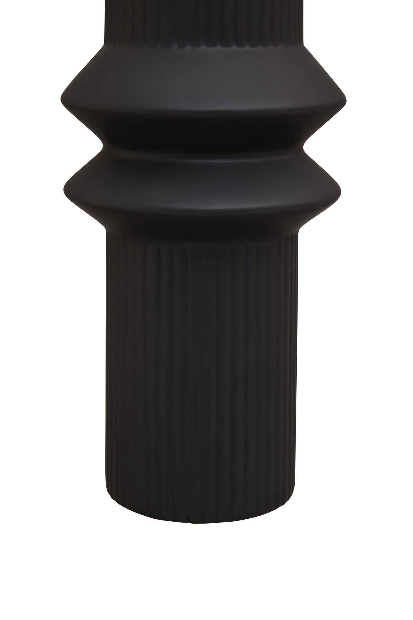Black textured vase on a white background