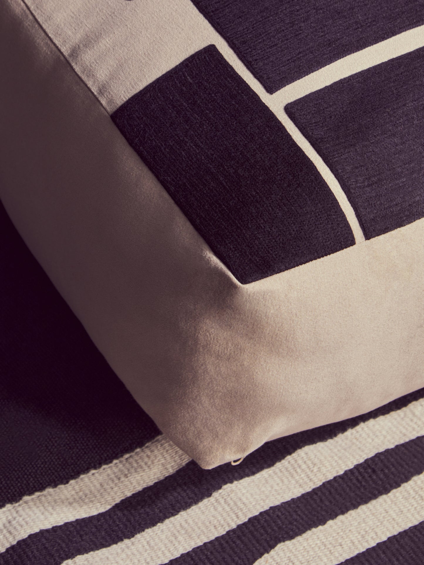 TIRIL NATURAL AND BLACK SQUARE FLOOR CUSHION
