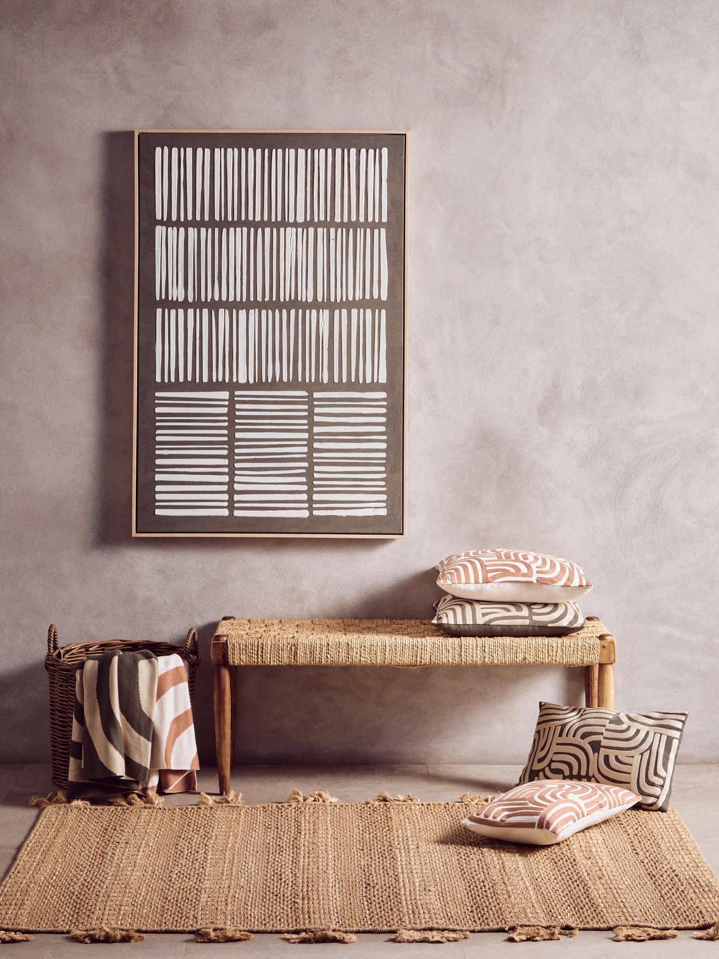 CHRISTER GREEN AND NATURAL TEXTURED CANVAS WALL ART