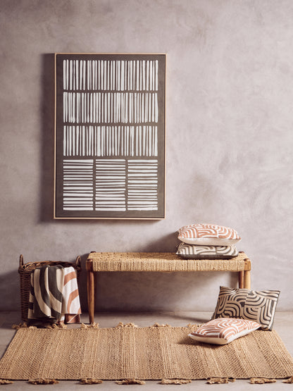CHRISTER GREEN AND NATURAL TEXTURED CANVAS WALL ART