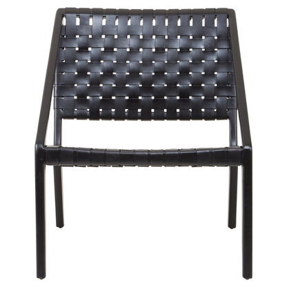 TOVA BLACK LEATHER WOVEN CHAIR