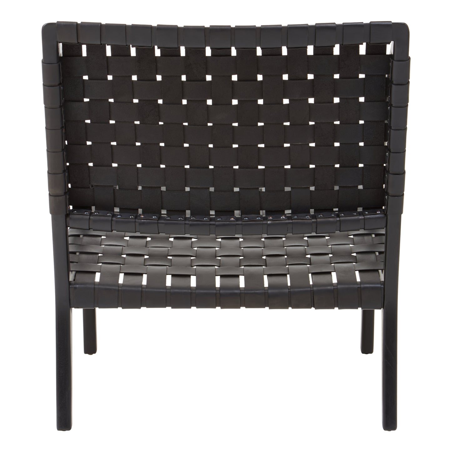 TOVA BLACK LEATHER WOVEN CHAIR