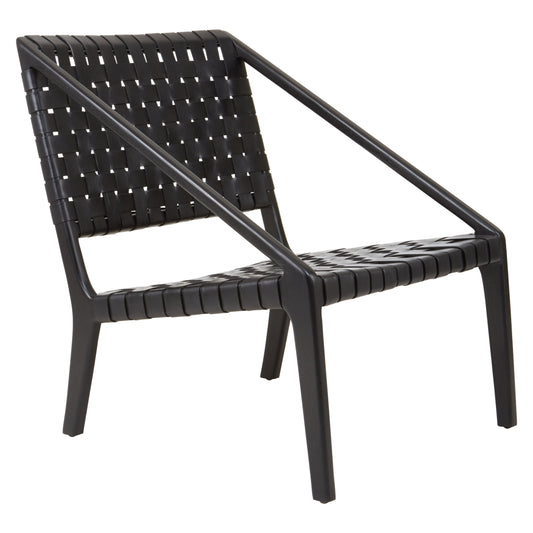 TOVA BLACK LEATHER WOVEN CHAIR