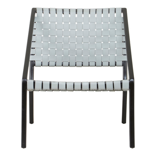 TOVA GREY LEATHER WOVEN CHAIR