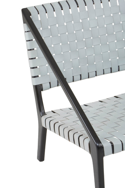 TOVA GREY LEATHER WOVEN CHAIR