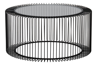 RIKARD ROUND COFFEE TABLE WITH GLASS TOP