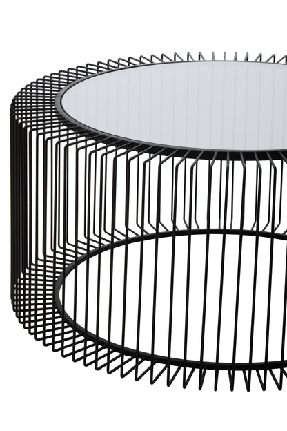 RIKARD ROUND COFFEE TABLE WITH GLASS TOP