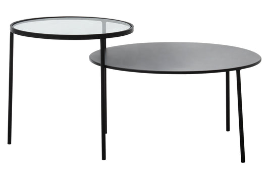 RIKARD COFFEE TABLE WITH GLASS AND METAL TOPS