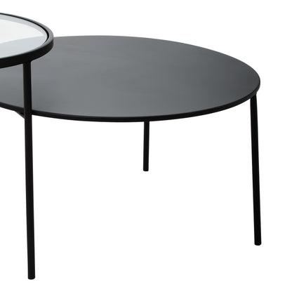 RIKARD COFFEE TABLE WITH GLASS AND METAL TOPS