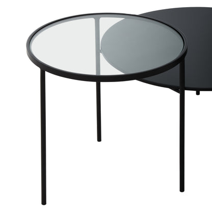 RIKARD COFFEE TABLE WITH GLASS AND METAL TOPS