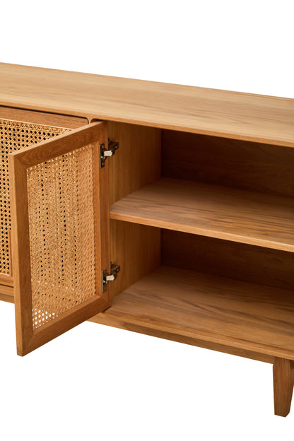 JOAR 4 DOOR NATURAL RATTAN AND OAK SIDEBOARD