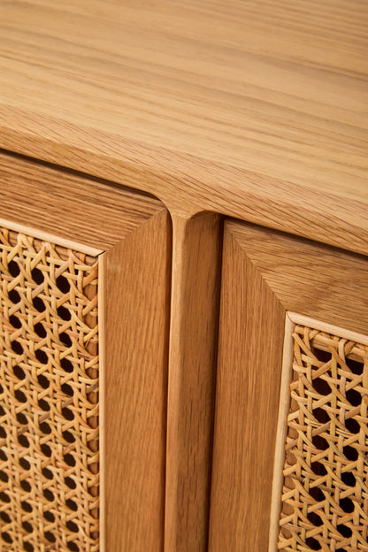 JOAR 4 DOOR NATURAL RATTAN AND OAK SIDEBOARD
