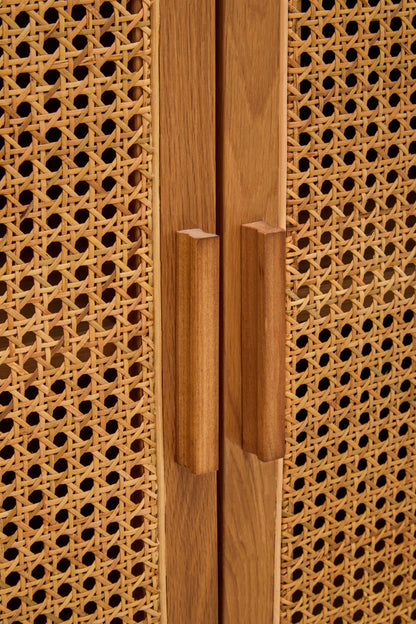 JOAR 4 DOOR NATURAL RATTAN AND OAK SIDEBOARD