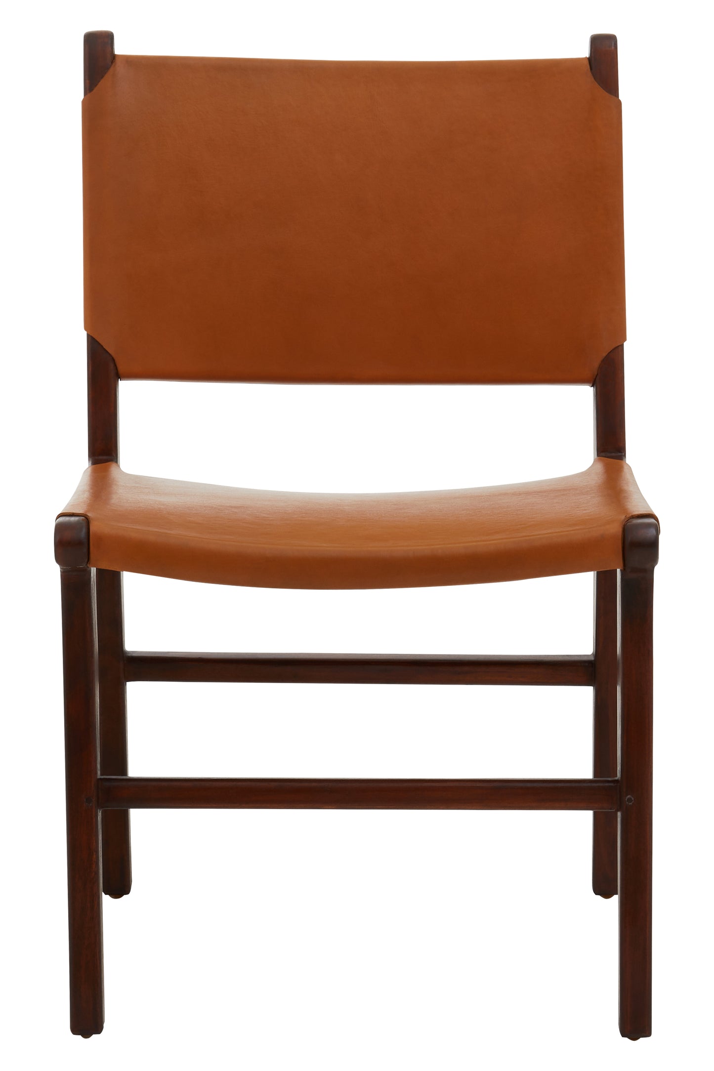 LINNE ANTIQUE BROWN LEATHER CHAIR