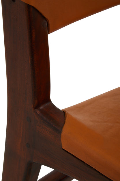 LINNE ANTIQUE BROWN LEATHER CHAIR