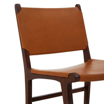 LINNE ANTIQUE BROWN LEATHER CHAIR