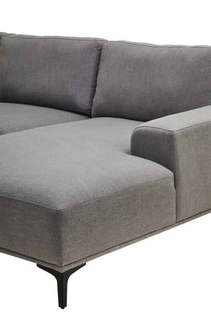 HJALMAR 3 SEAT GREY FABRIC RIGHT CHAISE SOFA