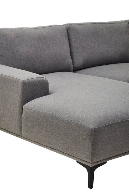 HJALMAR 3 SEAT GREY FABRIC LEFT CHAISE SOFA