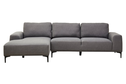 HJALMAR 3 SEAT GREY FABRIC LEFT CHAISE SOFA
