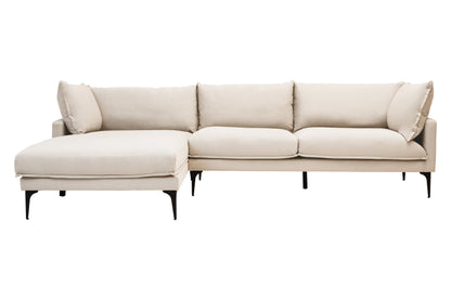 LOVIS CREAM THREE SEAT LEFT CHAISE SOFA