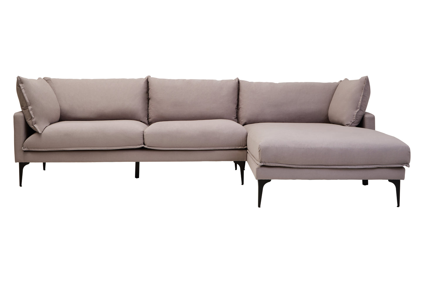 LOVIS GREY THREE SEAT RIGHT CHAISE SOFA