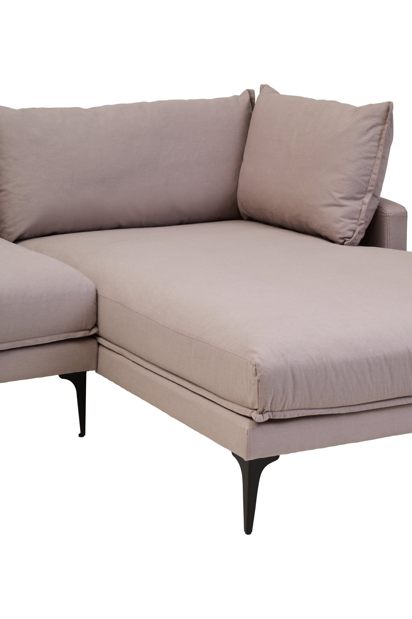 LOVIS GREY THREE SEAT RIGHT CHAISE SOFA