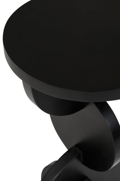 KNUTAR BLACK FINISH MANGO WOOD ABSTRACT SIDE TABLE