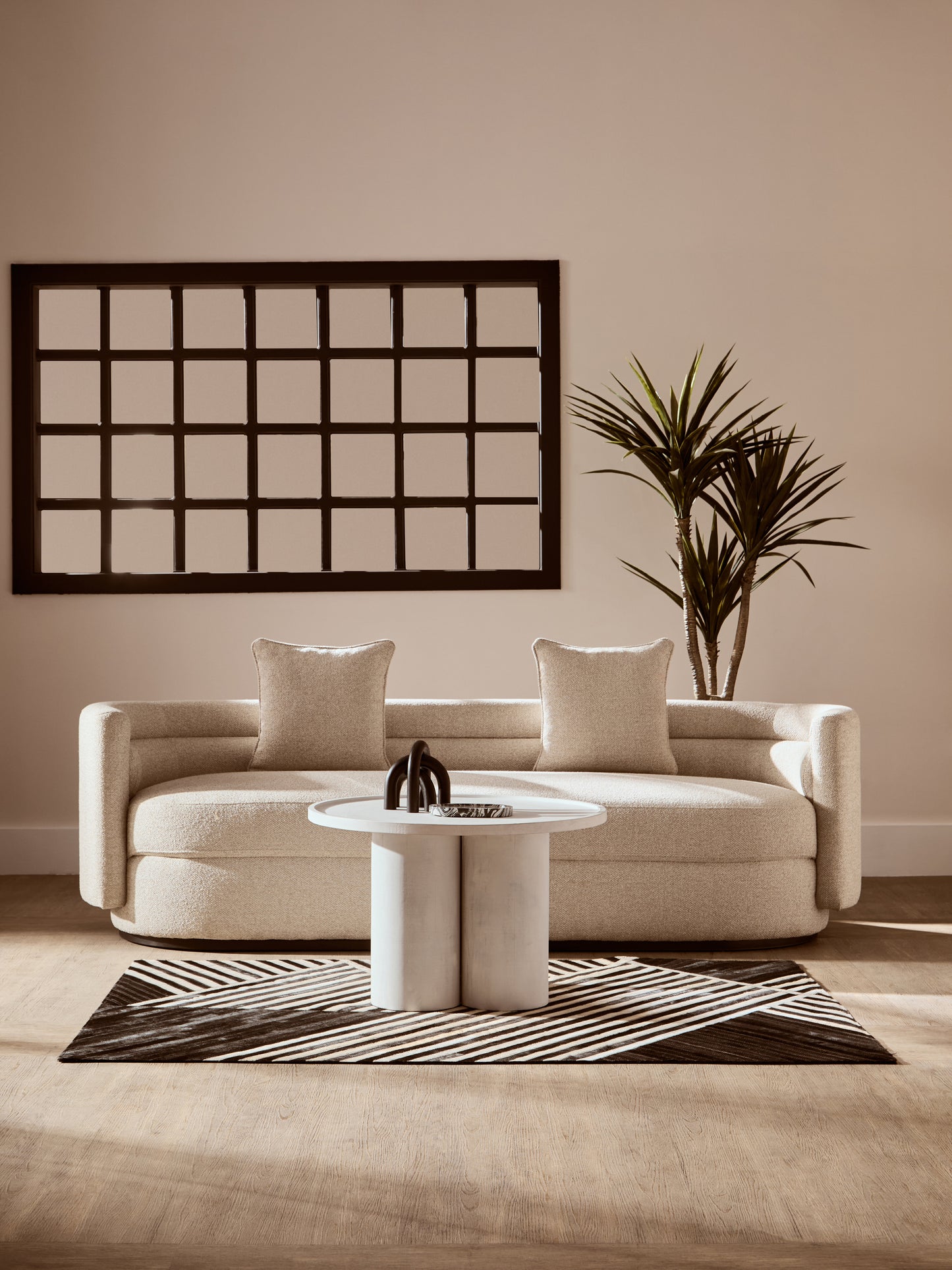 VERA WHITEWASH MANGO WOOD COLUMN DETAIL COFFEE TABLE