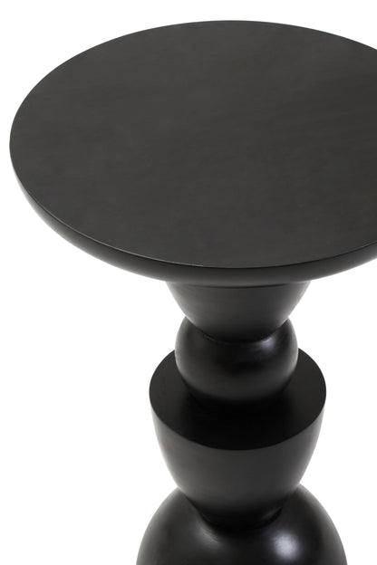INGA BLACK FINISH MANGO WOOD CIRCLE COLUMN DETAIL SIDE TABLE