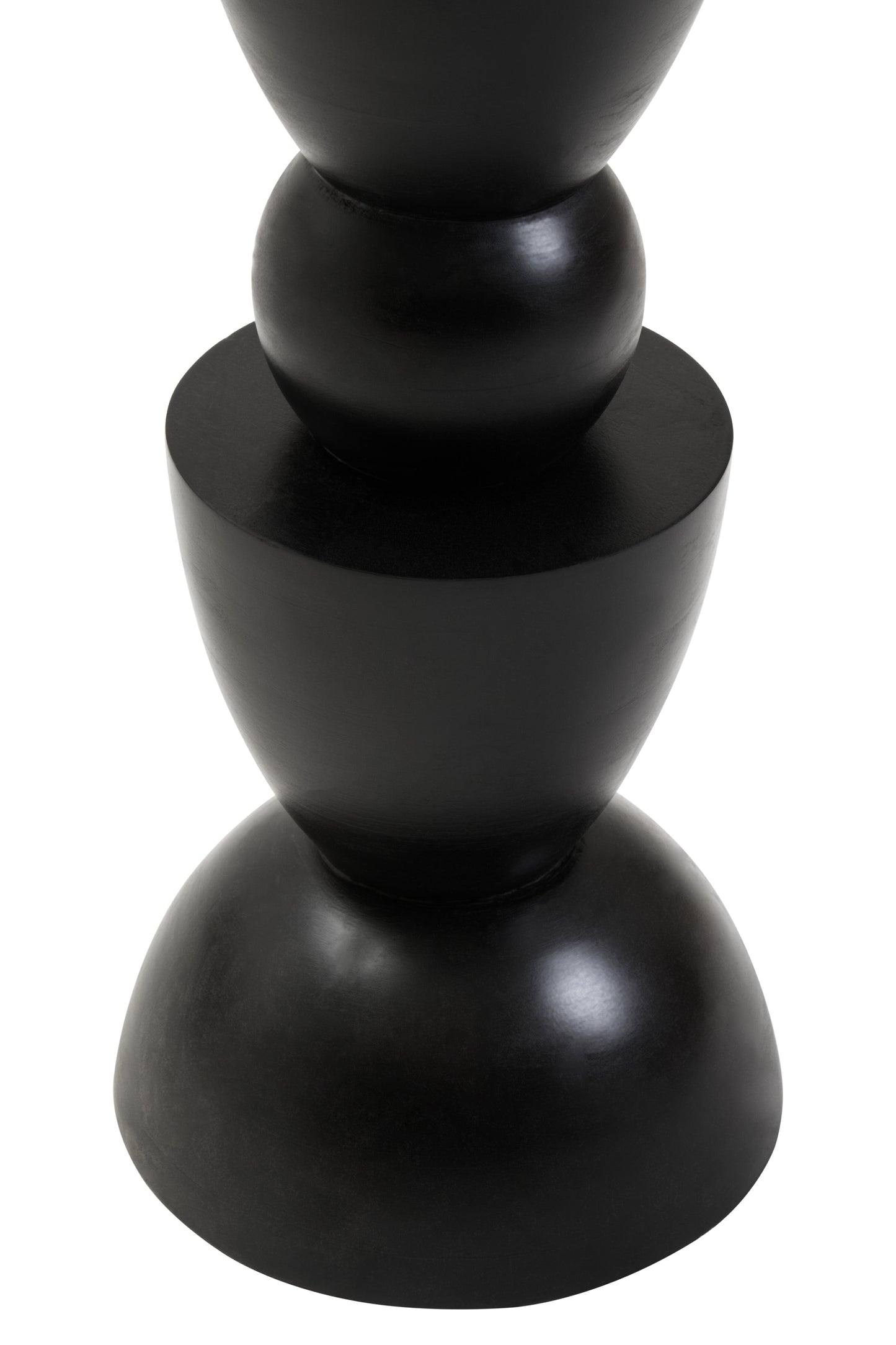 INGA BLACK FINISH MANGO WOOD CIRCLE COLUMN DETAIL SIDE TABLE