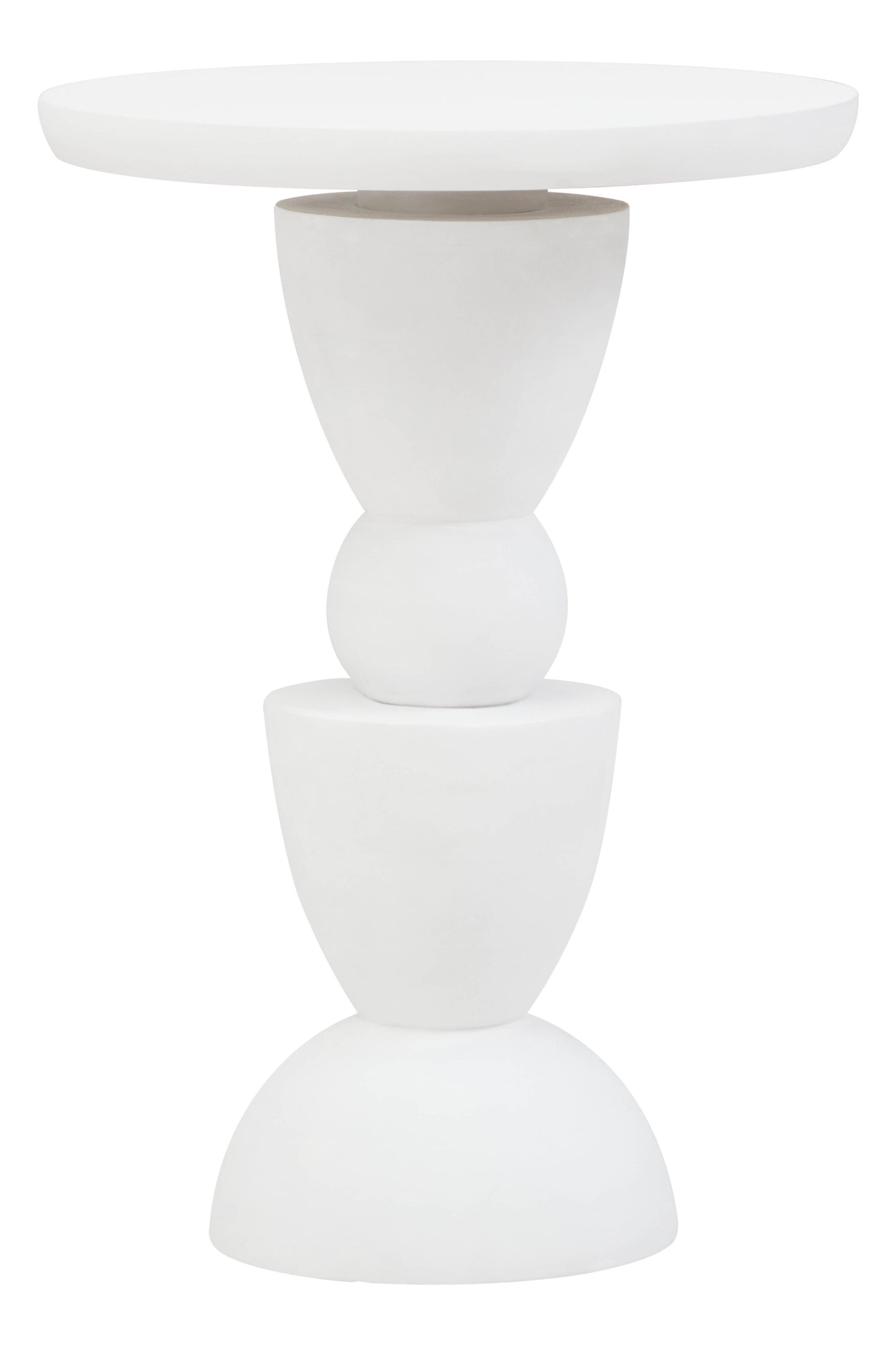 INGA WHITEWASH MANGO WOOD CIRCLE COLUMN DETAIL SIDE TABLE