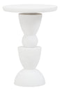 INGA WHITEWASH MANGO WOOD CIRCLE COLUMN DETAIL SIDE TABLE