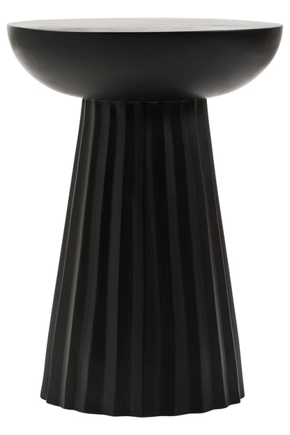 KNUTAR BLACK FINISH MANGO WOOD CARVED RIDGE SIDE TABLE
