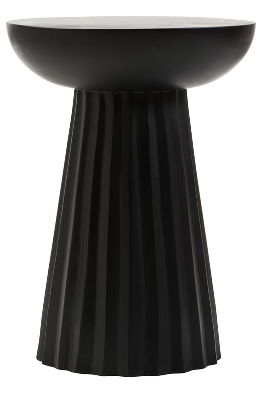 KNUTAR BLACK FINISH MANGO WOOD CARVED RIDGE SIDE TABLE