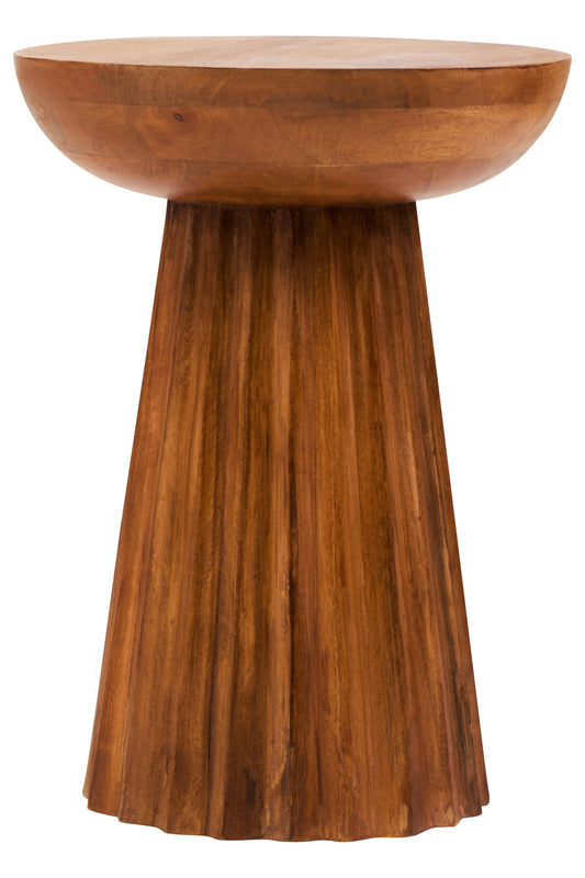 KNUTAR NATURAL MANGO WOOD CARVED RIDGE SIDE TABLE