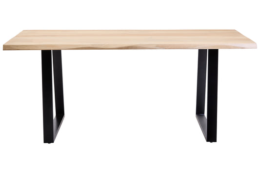 GERD MANGO WOOD LIVE EDGE BLACK METAL LEGS DINING TABLE