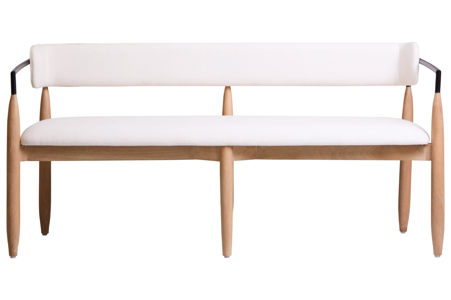 TORA CREAM TEXTURED DINING BENCH WITH WOOD FRAME