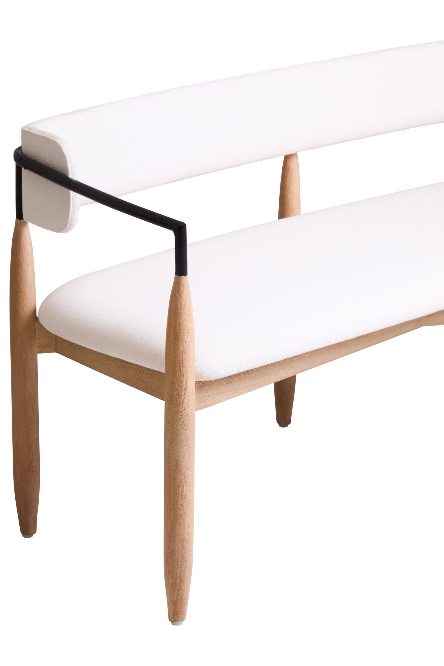 TORA CREAM TEXTURED DINING BENCH WITH WOOD FRAME