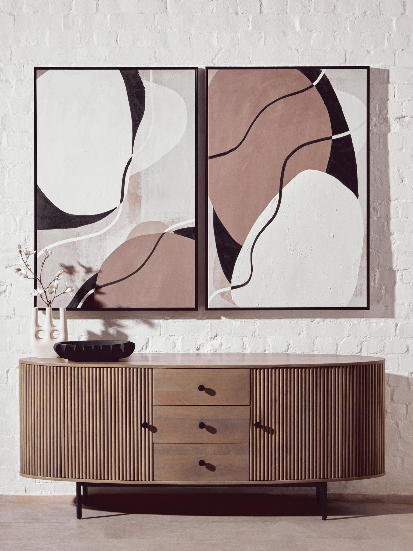 ILSE THREE DRAWER GREY MANGO WOOD SIDEBOARD