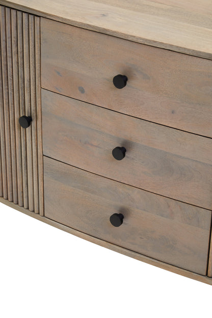ILSE THREE DRAWER GREY MANGO WOOD SIDEBOARD