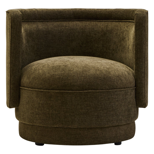 LEIF FOREST GREEN CHENILLE CURVED CHAIR