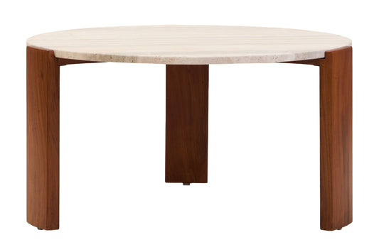 ULF ROUND TRAVERTINE TOP LARGE COFFEE TABLE