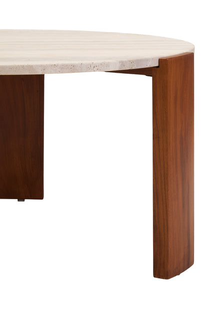 ULF ROUND TRAVERTINE TOP LARGE COFFEE TABLE