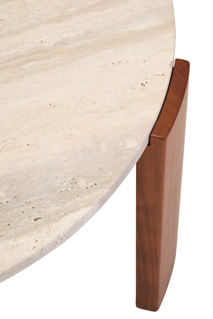 ULF ROUND TRAVERTINE TOP LARGE COFFEE TABLE