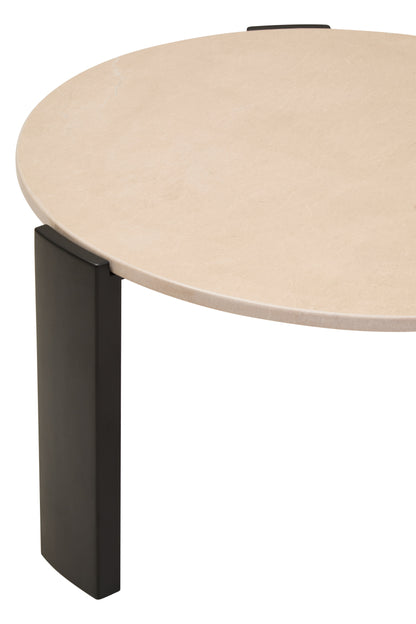 ULF ROUND CREAM MARBLE TOP LARGE COFFEE TABLE
