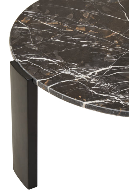 ULF ROUND BLACK MARBLE TOP LARGE COFFEE TABLE