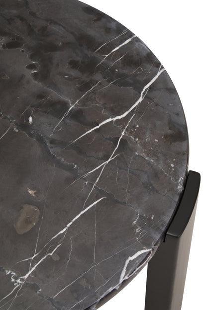 ULF ROUND BLACK MARBLE TOP SMALL COFFEE TABLE