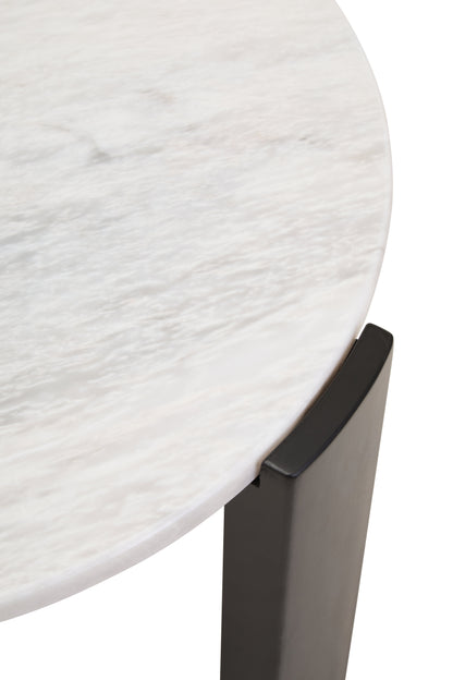 ULF ROUND WHITE MARBLE TOP SMALL COFFEE TABLE